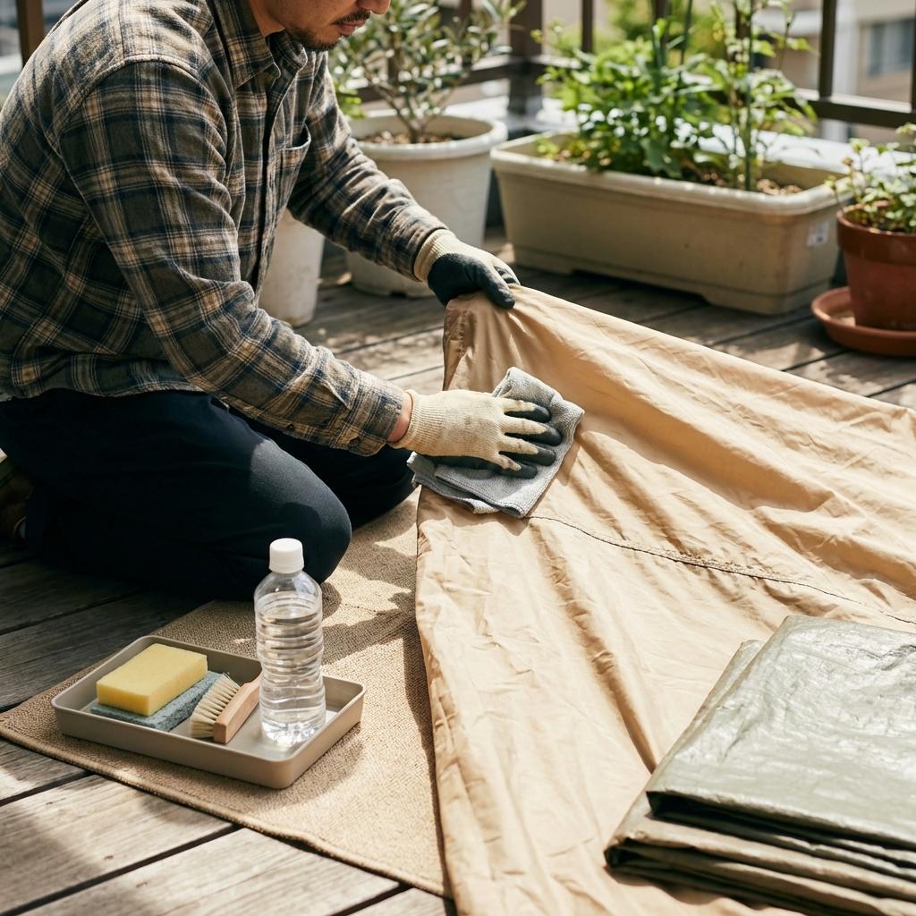 ギアの手入れをする様子