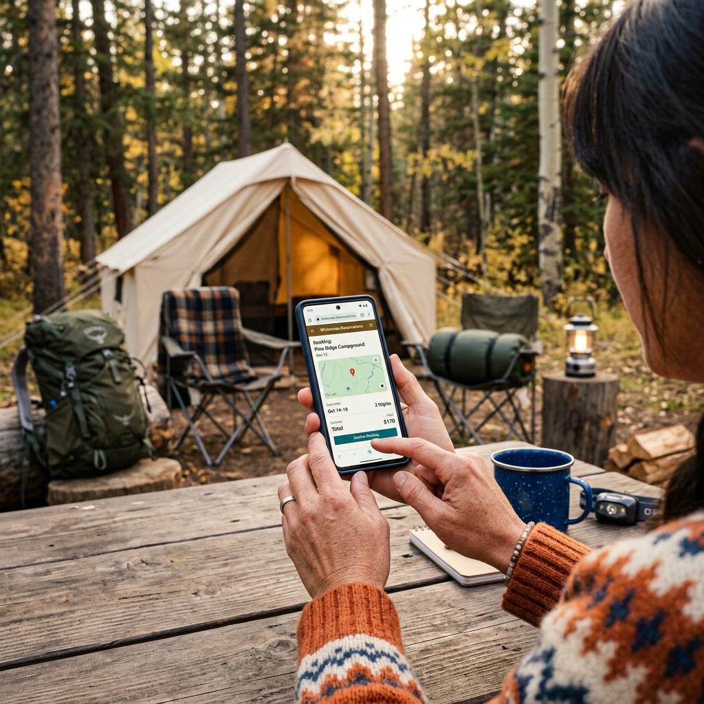 スマートフォンでキャンプ場予約操作