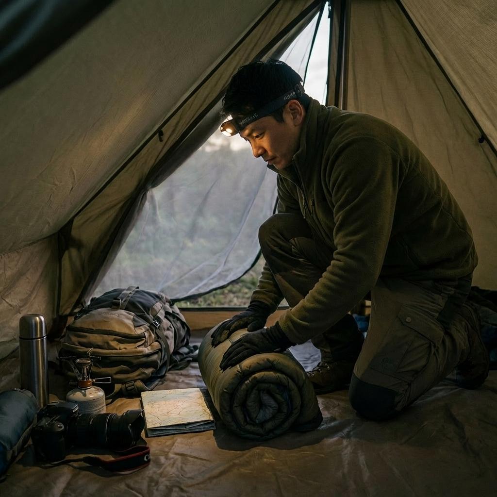 キャンプギアをテント内に収納