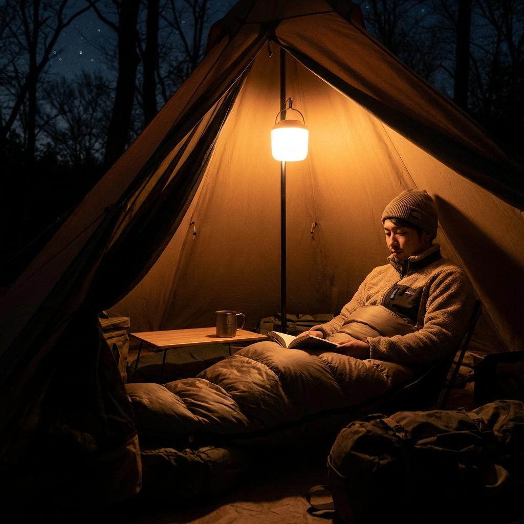 テント内で安心して眠るキャンパー