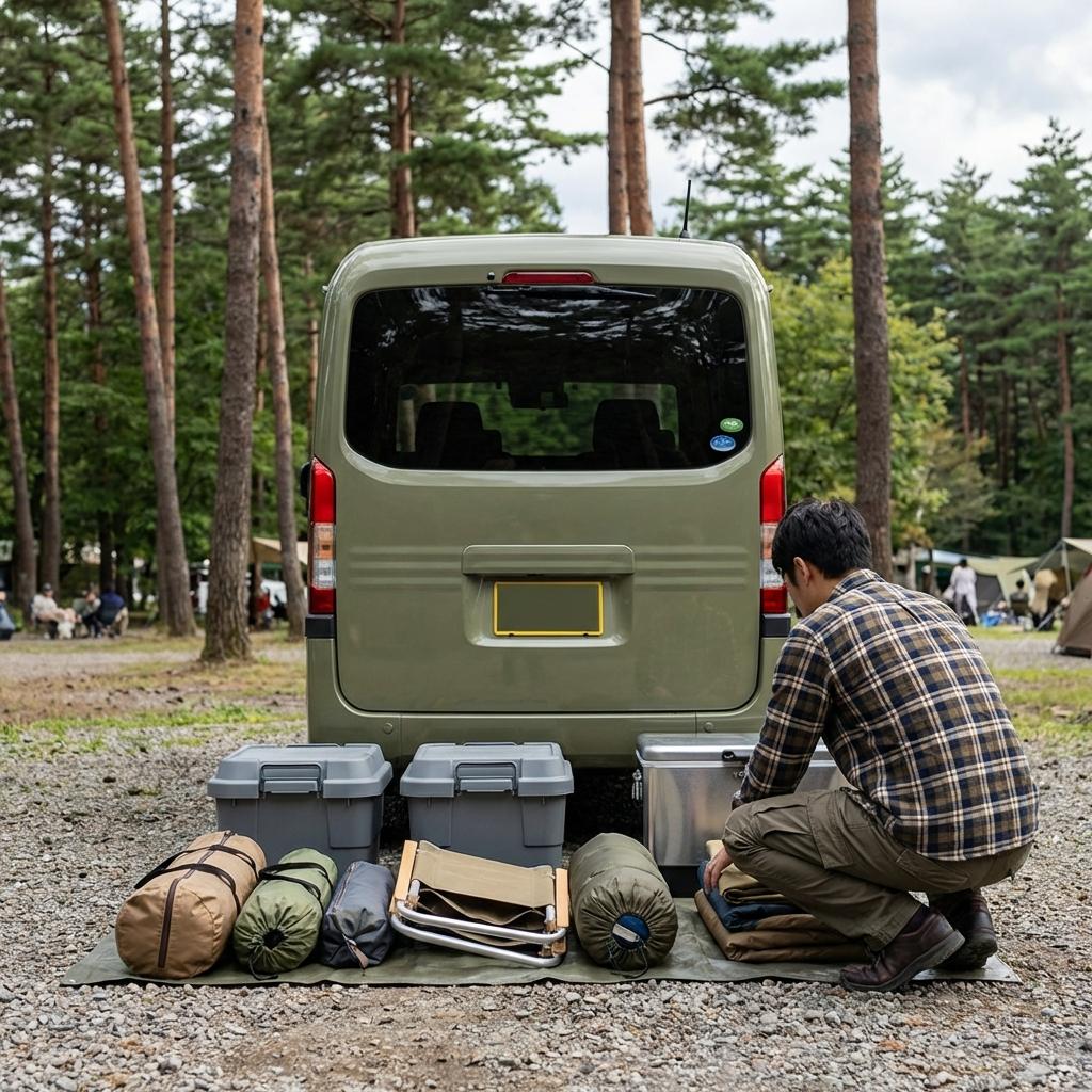 軽キャンプ積載準備風景