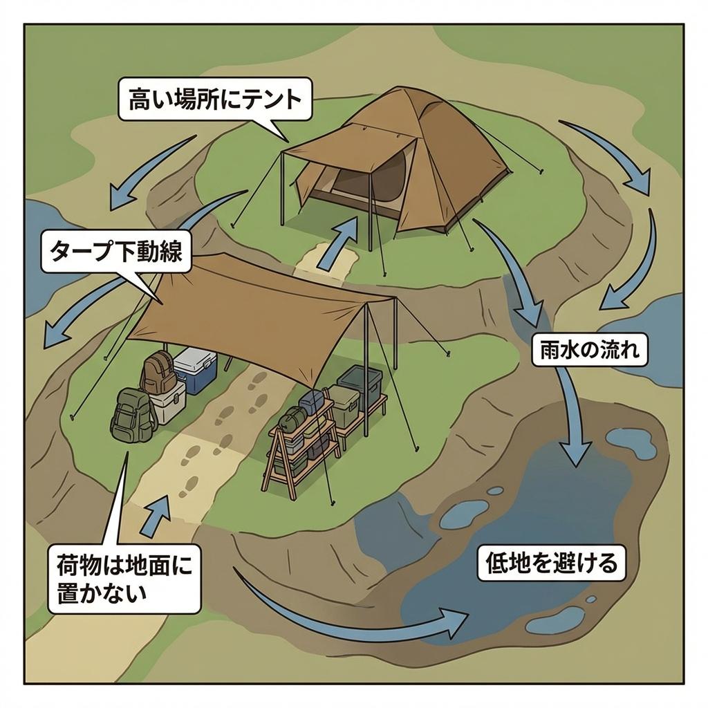 タープ下でくつろぐ様子