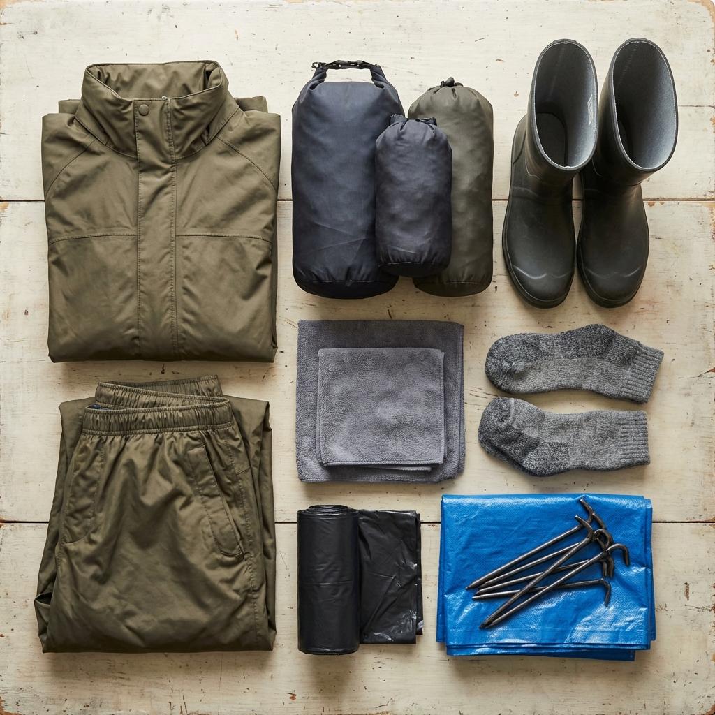 レインウェアと荷物の準備