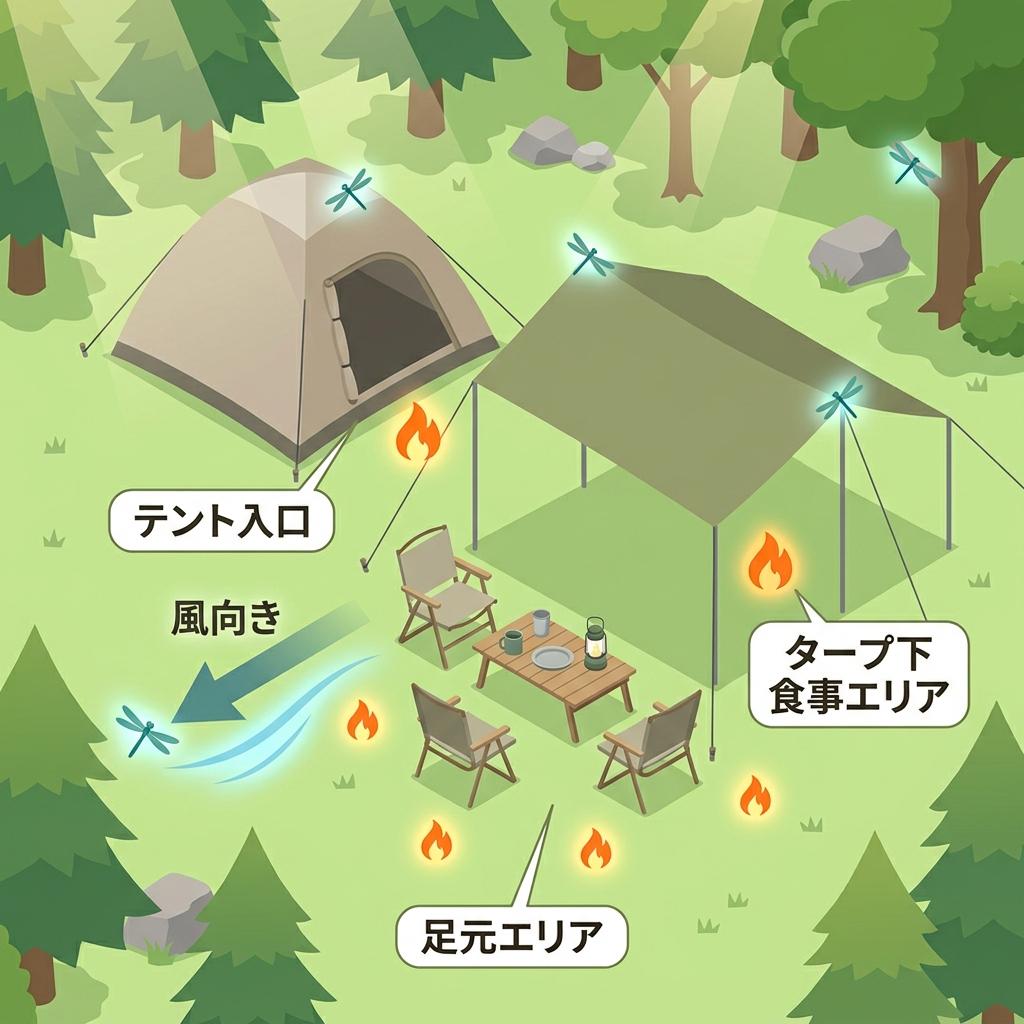テント前室の虫除け設置例