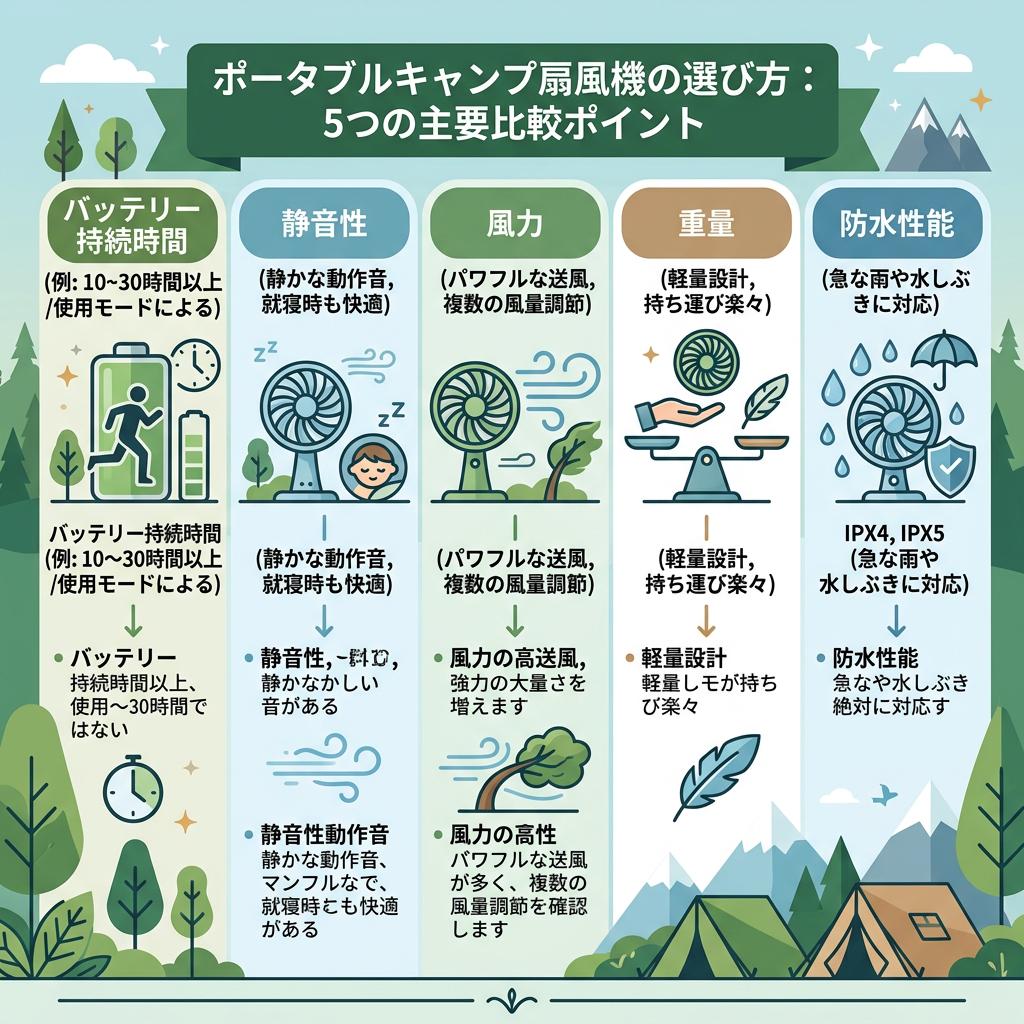 ポータブルファン選び方の比較