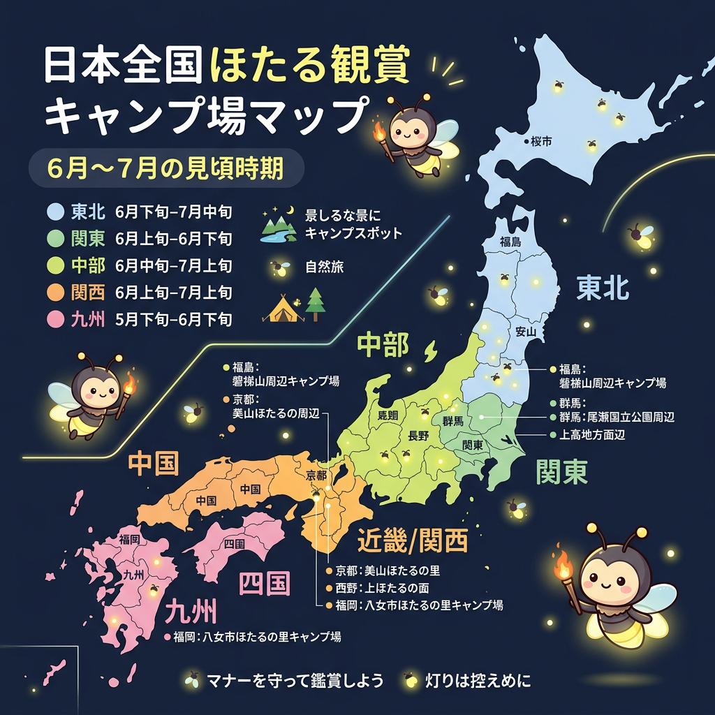 山間キャンプ場夜景と星空