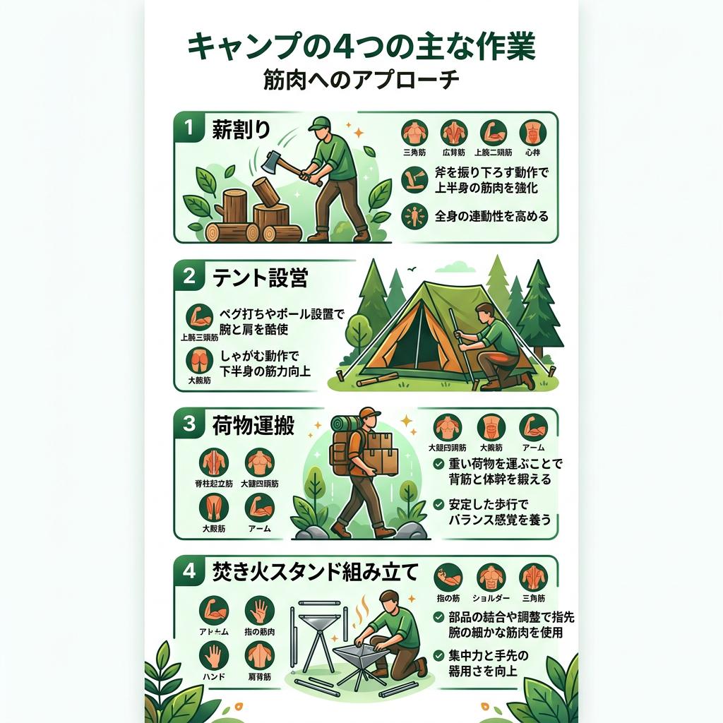 テント設営の手順インフォグラフィック