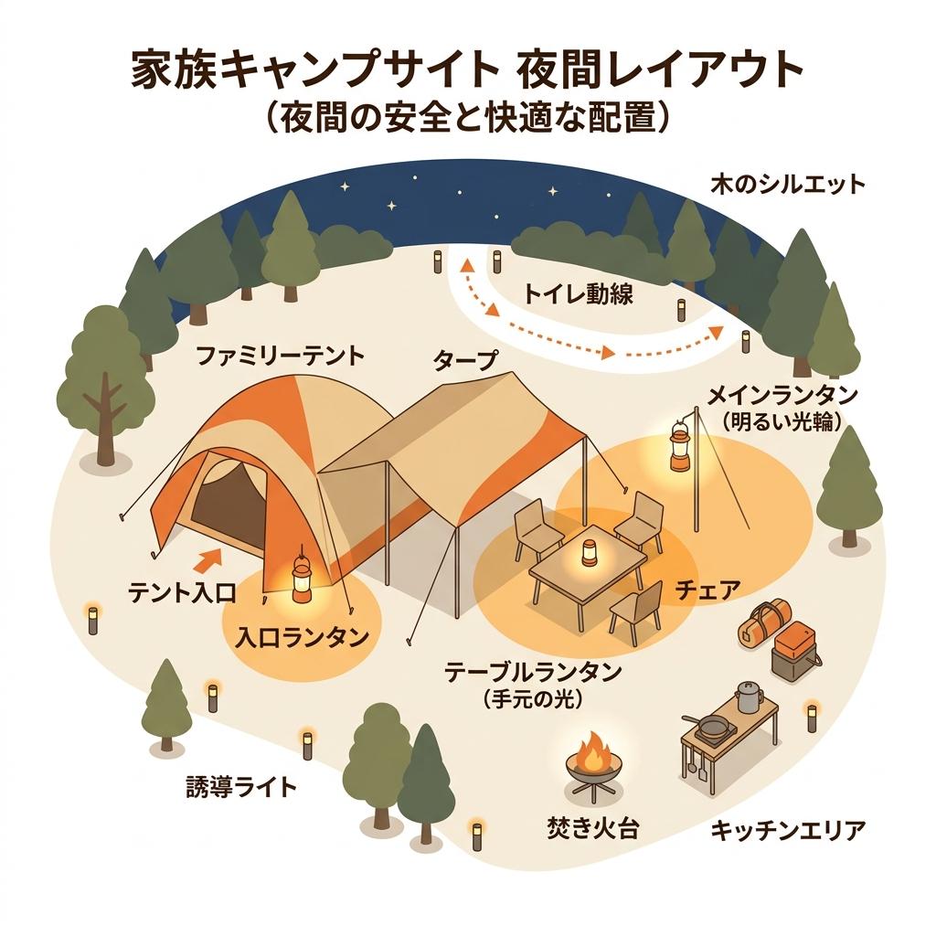 ランタン配置の図解インフォグラフィック