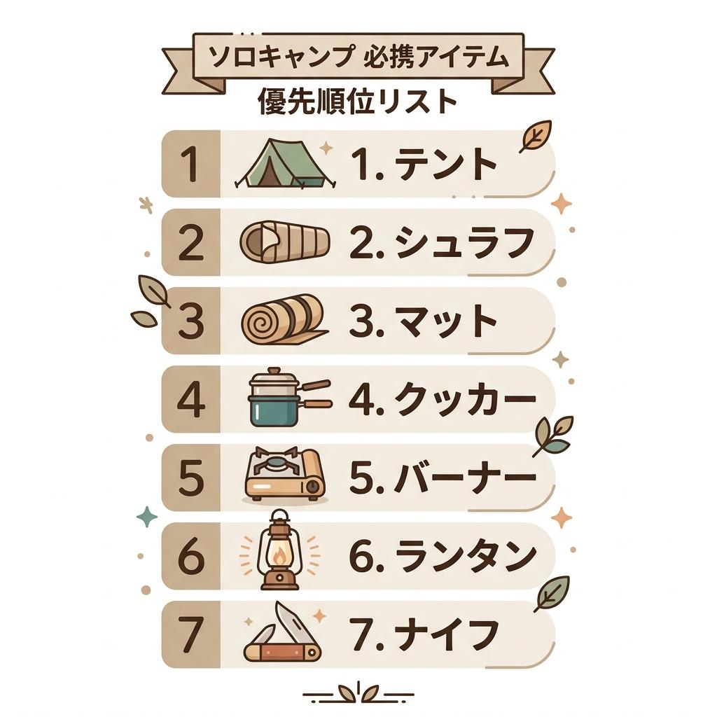 優先順位を示した道具リストの図