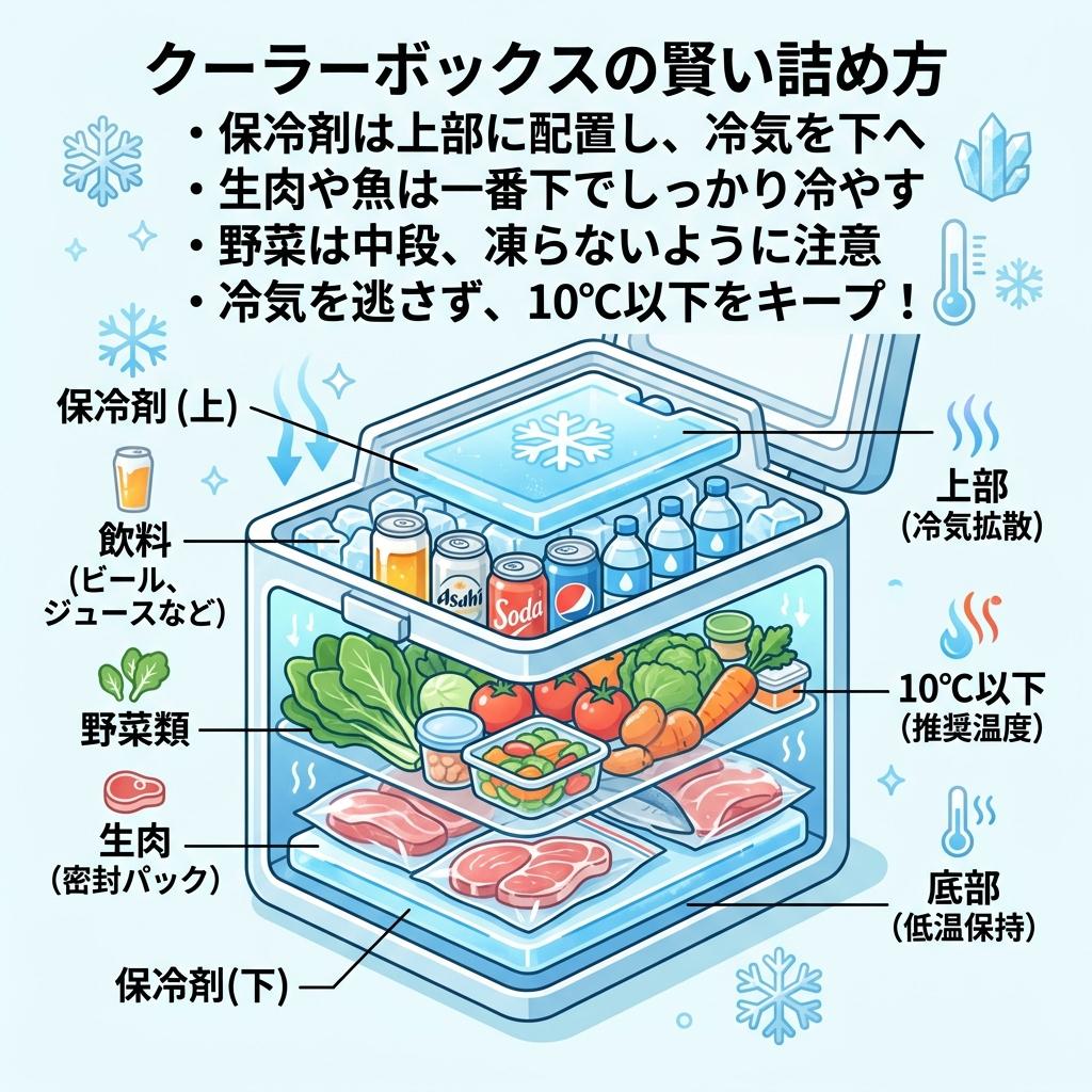クーラーボックス内の食材配置