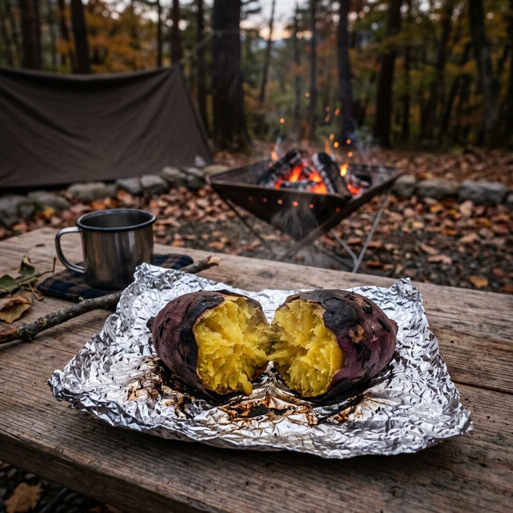 二つに割った焼きたての焼き芋