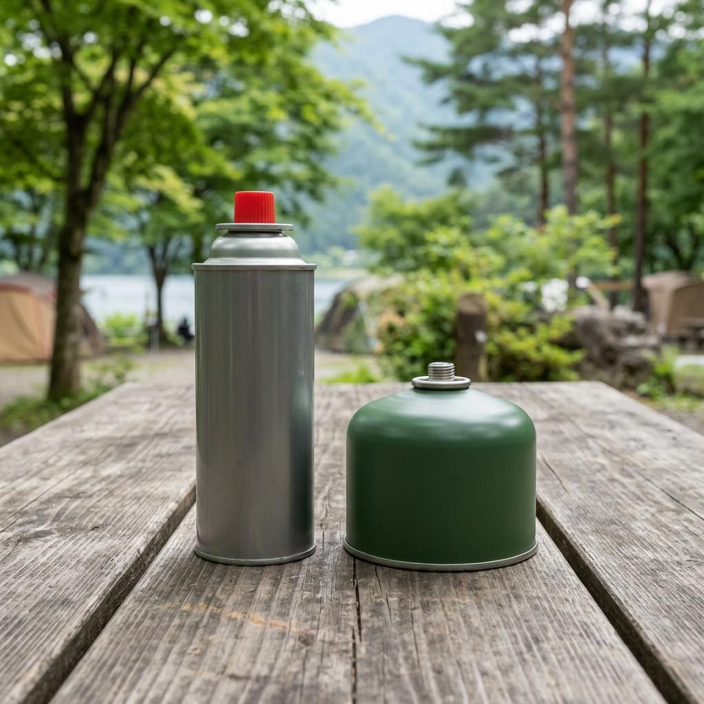 細長い缶と丸い缶を並べた様子