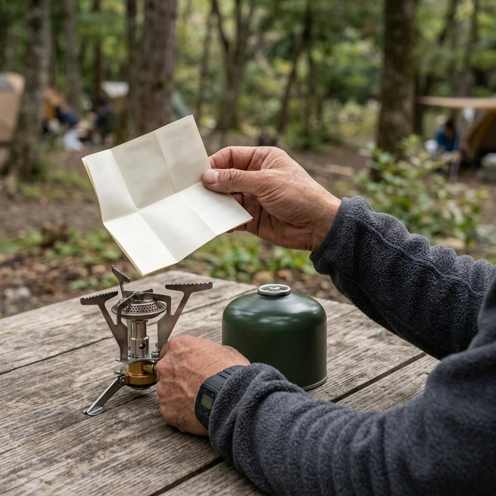 説明書を見ながら器具を確かめる