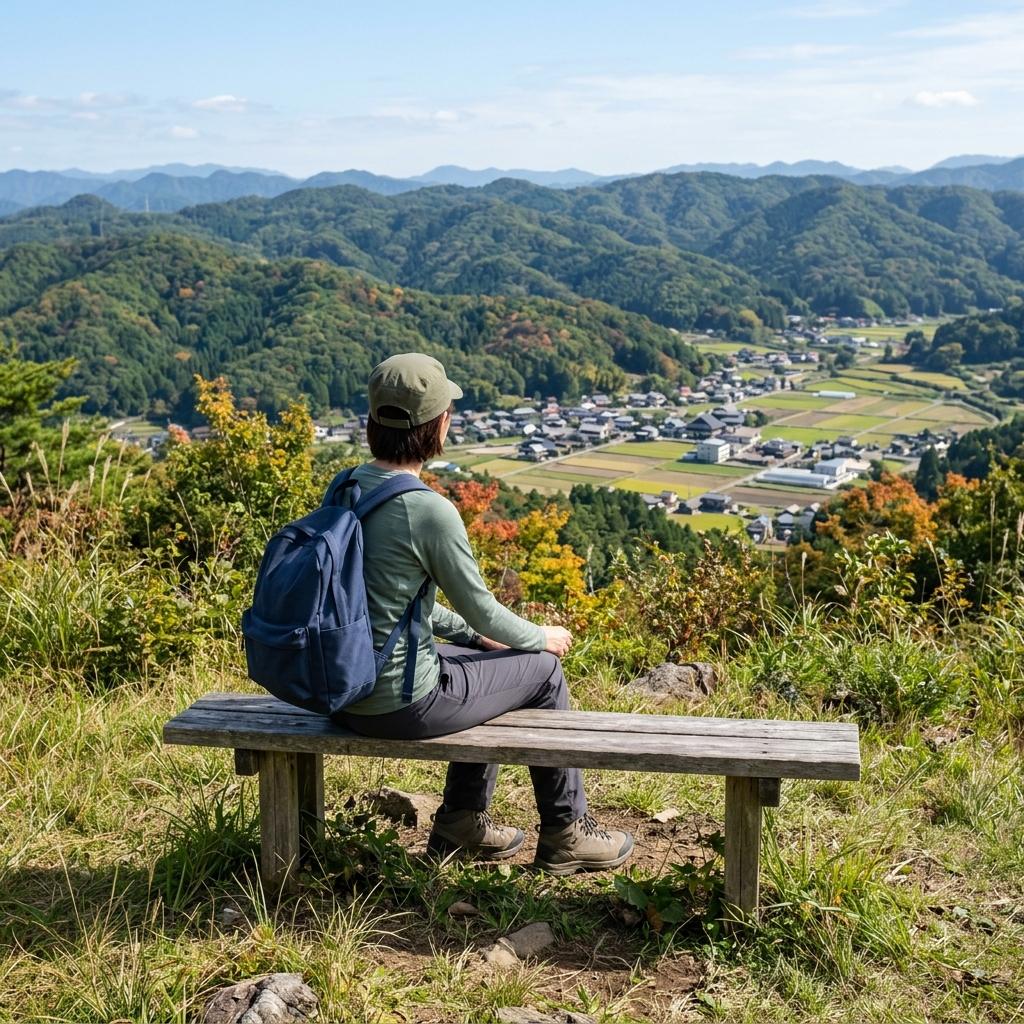 低山の山頂から眺める里山