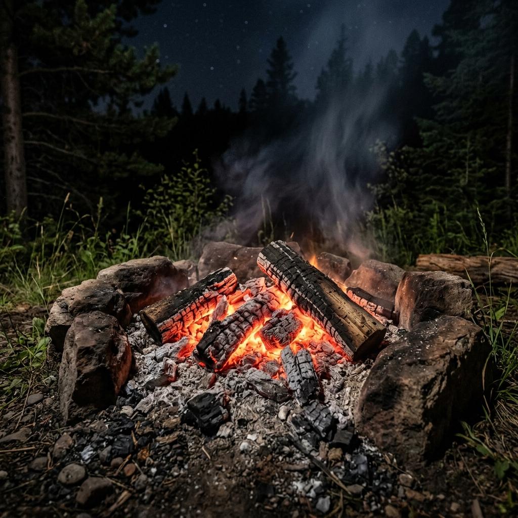 静寂の中で消えゆく熾火を見つめる時間