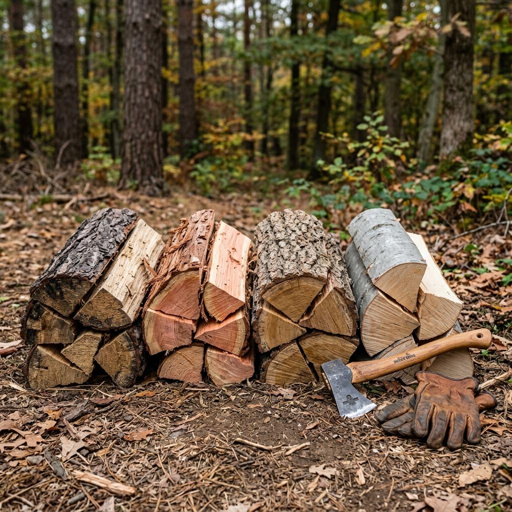 様々な種類の薪と組み方のバリエーション